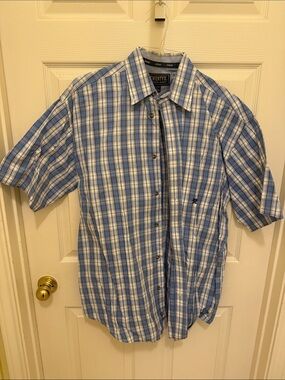 Twenty Blue and White Plaid Short-Sleeve Button-Down Shirt